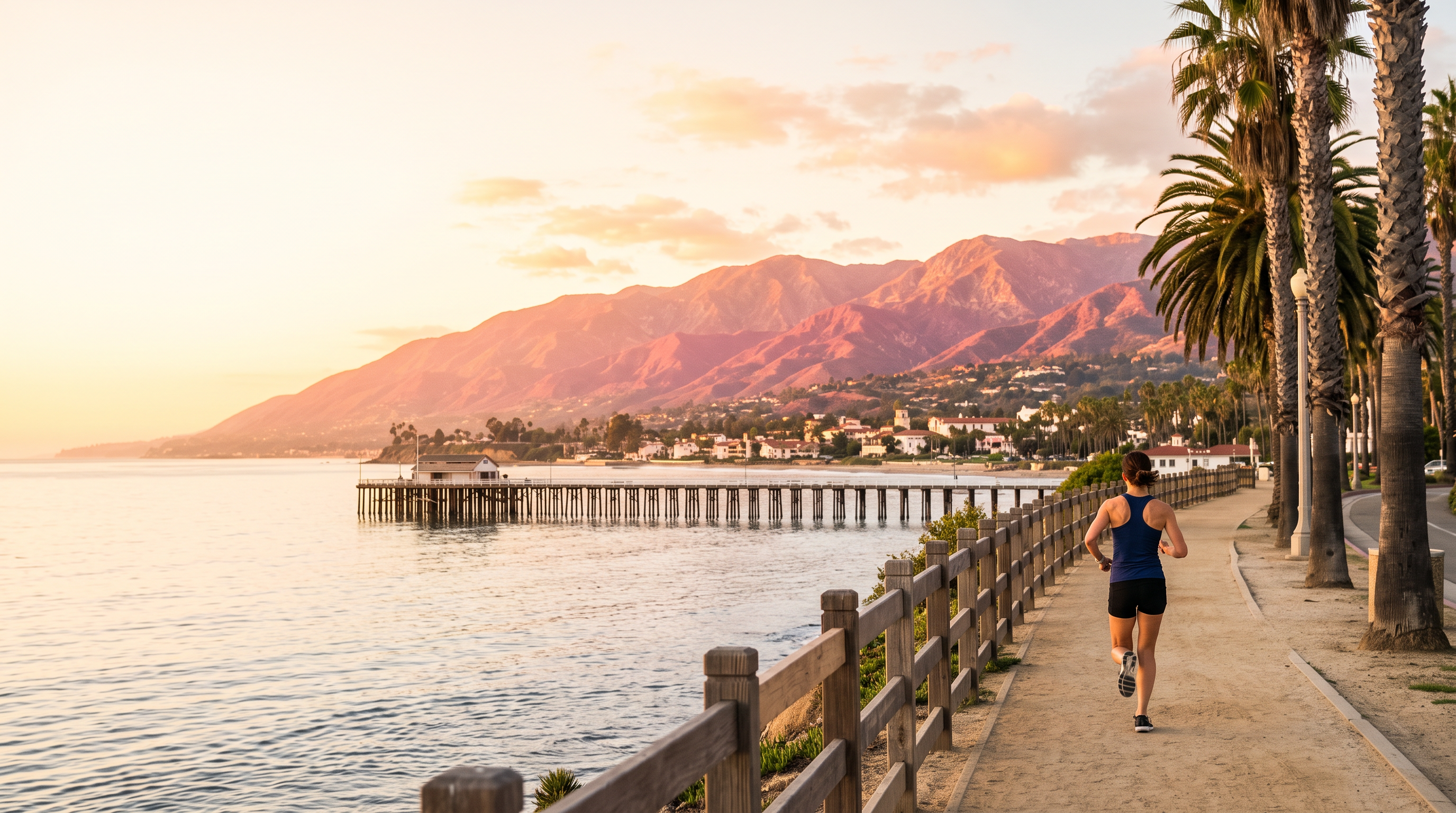 Runner along the Santa Barbara waterfront
